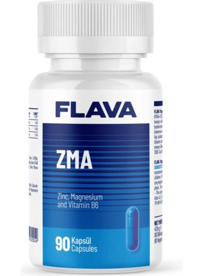 FlavaNaturals Flava ZMA Magnesium Zinc B6 Vitamin Complex 90 Capsules for Athletes - Image 1